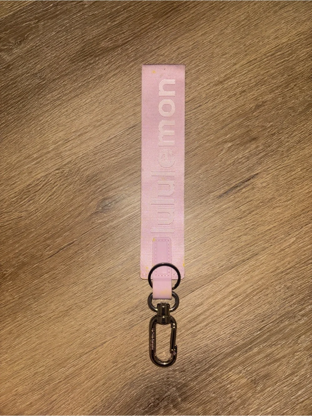 Lululemon Athletica Never Lost Pink Logo Keychain USED